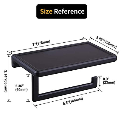 Toilet Paper Holder for Bathroom Solid ZINC Alloy Material and Superior Hotel Style Tissue Roll Holder with Cell Phone Storage Black D500091B - color: Black