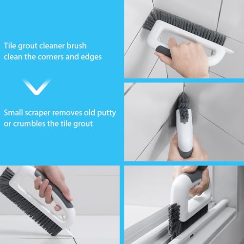 Lumkew Grout Cleaning Brush, V Shape Stiff Grout Cleaner Brush for Floors Tile Grout Scrubber Bathroom Shower Corner, 1 Pcs
