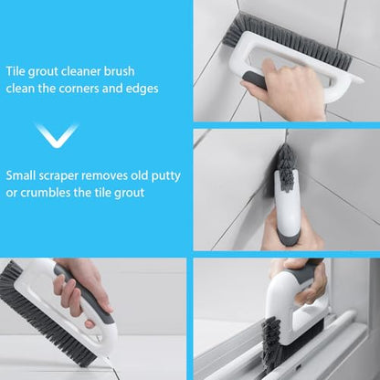 Lumkew Grout Cleaning Brush, V Shape Stiff Grout Cleaner Brush for Floors Tile Grout Scrubber Bathroom Shower Corner, 1 Pcs
