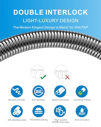 Shower Hose Extra Long, 118 Inches Stainless Steel Shower Head Hose, Flexible Hand Held Shower Hose Extension Replacement G1/2 Threaded Insert and Nut (Chrome)