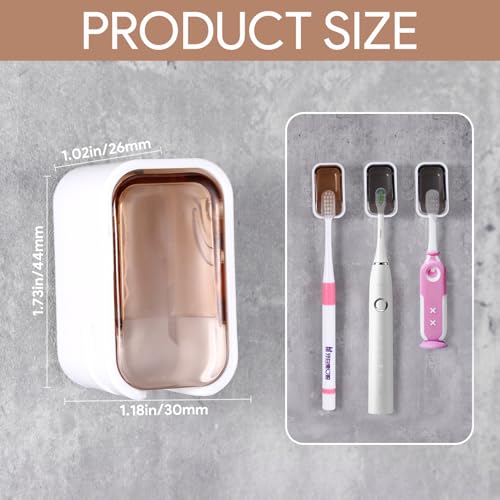 4 PCS Toothbrush Holder Wall Mounted with Cover, Electric Toothbrush Holders for Bathroom (Single-Slot Design), Moisture-Proof and Dust-Proof Organizer for Home and Travel Use(Gray,Brown) - color: Brown,grey