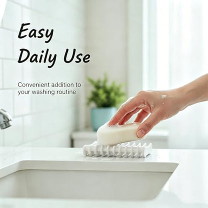 2 Pcs White Plastic Soap Dish, Self Draining Waterfall Design Bar Soap Holder, Non-Slip Soap Saver Tray Keeps Soap Dry for Shower Bathroom Kitchen Countertop - color: White