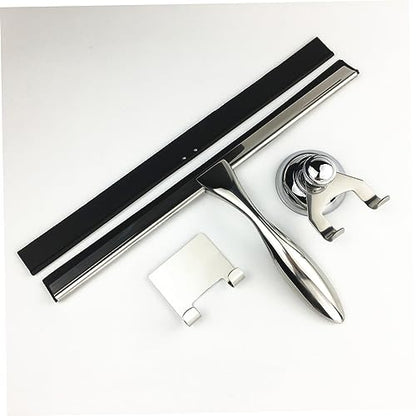 3pcs Stainless Steel Shower Squeegee for Glass Door Suction Cup and Hooks Holder