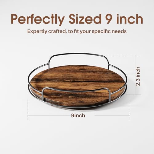 LAMU Lazy Susan Organizer, 9'' Lazy Susan Turntable for Cabinet, Table Top, Kitchen, Countertop, Bathroom, Pantry, Spice Organization, Wooden,1 Pack - size: 9in 1 Pack