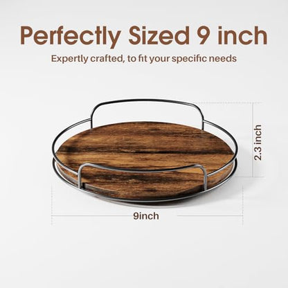 LAMU Lazy Susan Organizer, 9'' Lazy Susan Turntable for Cabinet, Table Top, Kitchen, Countertop, Bathroom, Pantry, Spice Organization, Wooden,1 Pack - size: 9in 1 Pack