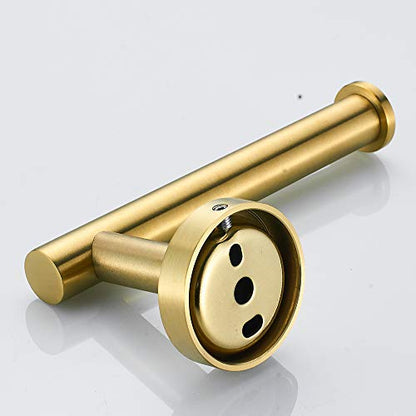 BATHSIR Brushed Gold Toilet Paper Holder & Hand Towel Holder Wall Mount 2 Pieces, Single Post Pivoting Round Modern Bathroom Hardware Towel Ring Toilet Tissue Holder, Bathroom Accessories Set - color: Gold 3