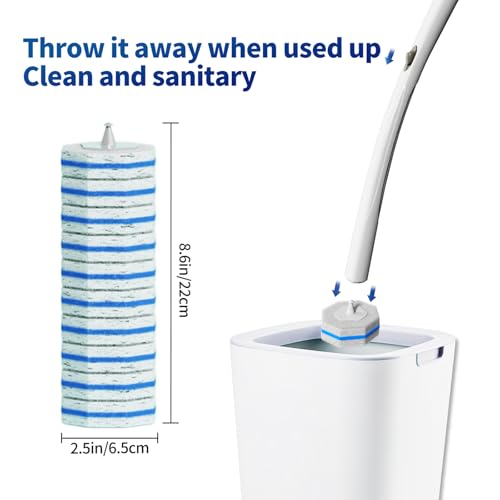 60pc Refills Disposable Toilet mats Brush Cleaning System, Toilet Cleaning Brush, 60 Replacement Brush Heads, No Handle or Base，Toliet Refills,Toilet Bowl Clean Refill Pads,Toilet Scrubber Refill - style: 60 refflls（Without handle）