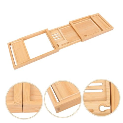 Ciieeo Elegant Bamboo Bathtub Rack Expandable Storage Tray Shower Tray Toiletries Holder Phone Stand Organize Your Bathroom Space