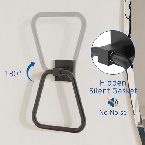 RUACQ Towel Ring, Hand Towel Holder for Bathroom Wall, Matte Black | Wall Mounted Hand Towel Bar, 304 Stainless Steel Towel Hanger, Square Base, Geometric Towel Holder Design, Modern, Heavy Duty - color: Matte Black