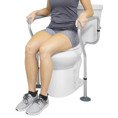Vive Toilet Frame Rail for Elderly & Disabled - Adjustable Grab Bar Rail | With Arms, Safety Support Handles for Seniors, Handicap Bathroom Mobility Aids, Sit to Stand Assist to Help Adults Get Up