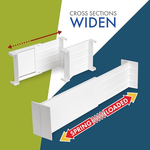 Dial Industries Dresser Drawer Dividers, 4 Pk + 3 Cross Dividers, 4.5" Deep | Slides apart to fit drawers of any length, Extra pieces create small sections, Great for socks, underwear and accessories - size: Set of 7, 4.5" Deep