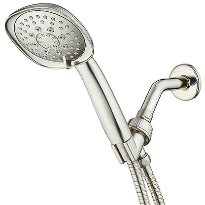 AquaDance, Satin Nickel Luxury Square 6-setting High-Pressure Hand Extra-Long 72" Stainless Steel Hose, Bracket, Solid Brass Fittings, Finish. Premium Handheld Shower Head from Top American - color: Satin Nickel