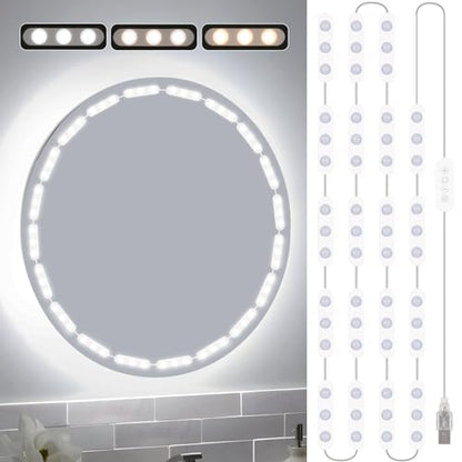 Bairth LED Vanity Lights for Mirror, 16ft Makeup Strip Light 3/4 / 6000K | 10 Level Brightness Adjustable, USB Cable, Hollywood Mirror Light Stick-On for Makeup Dressing Room Bathroom Bedroom - size: 20 Lights (White)