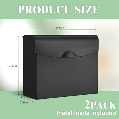 Tioncy 2 Pcs 9.5 x 7.9 in Sanitary Disposal Tampon Napkin Receptacle Wall Mounted Stainless Steel Flip Top Receptacle Bin Waste Trash Can Pads Holder Feminine Hygiene Container Bathroom (Black) - color: Black