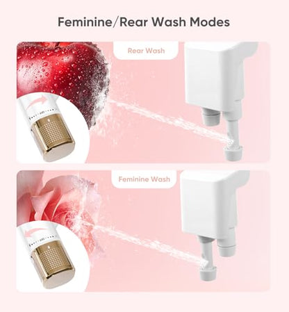 Ultra-Slim Bidet Attachment, Posterior&Feminine Wash-(Retractable Dual Nozzles), Non-Electric Bidet Attachment for Toilet Seat, Adjustable Fresh Cold Water Pressure, Stainless Steel Inlet (Gold)
