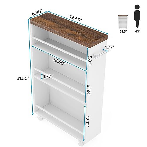Tribesigns Slim Storage Cart, Rolling Narrow Kitchen Cart on Wheels for Small Place, 4-Tier Slide Out Slim Utility Cart Skinny Laundry Cart with Handle for Kitchen, Bathroom, Laundry - style: Modern