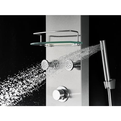 Blue Ocean SPS8801 series Shower Panel Tower with Rainfall Shower Head and Spout (57 inch Stainless Steel) - style: 57 inch Stainless Steel