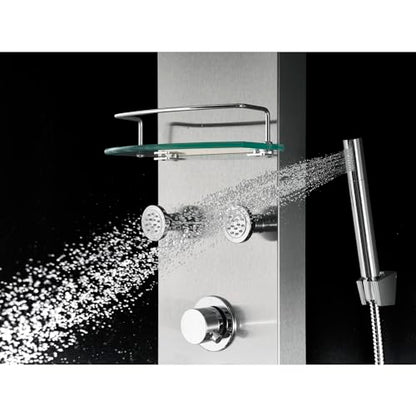 Blue Ocean SPS8801 series Shower Panel Tower with Rainfall Shower Head and Spout (57 inch Stainless Steel) - style: 57 inch Stainless Steel