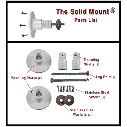 Grab Bar Mounting Kit for Fiberglass Showers - The Solid Mount Made in USA | Anchors directly into a wall stud. One-piece spacer helps prevent rotation and uneven compression. Grab Bar Not Included.