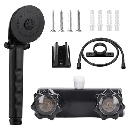 RV Shower Faucet with Shower Head and Hose - Non-Metallic RV Shower Kit, On/Off Valve & Diverter, Handheld Shower Replacement for RV, 5th Wheels, Motorhomes, Travel Trailers, Campers (Black) - color: Black