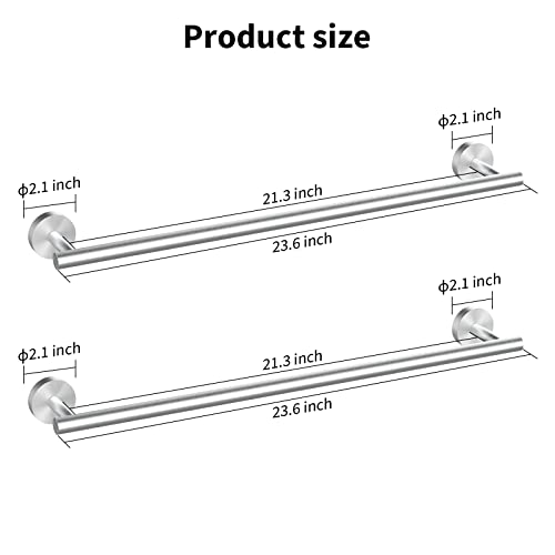 Cilee 2 Pieces Brushed Nickel Bathroom Towel Bar, 24 Inch Towel Holder | Double Towel Racks, Bathroom Towel Holder, Towel Hanger for Bathroom Stainless Steel Wall Mount - color: Brushed Nickel, size: 24inch