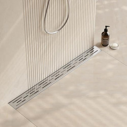 Neodrain 28-Inch Brushed Linear Shower Drain with Brick Pattern Grate | 304 Stainless Steel,Durable Bathroom Floor Drain,Rectangle Linear Drain with Hair Strainer & Adjustable Feet,CUPC certified - color: Stainless, size: 28 In