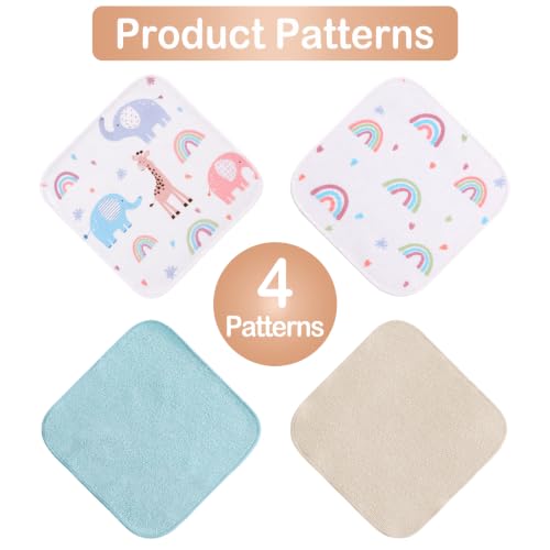 Baby Washcloths, 24Pack Baby Wash Cloths Extra Soft & Ultra Absorbent, Baby Towels and Washcloths Face Towels for Unisex Boys Girls Body, Washclothes Gentle on Sensitive Skin, 9x9 Elephants & Giraffes - color: Elephants & Giraffes