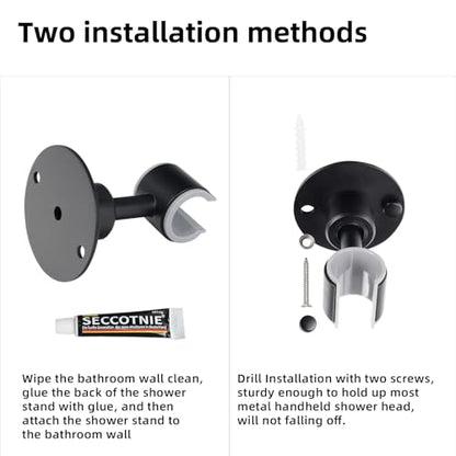 Handheld Shower Head Holder,360°Adjustable Shower Head Bracket Holder Wall Mount,Bathroom Shower Wand Holder,Matte Black,AB9MG - size: Matte Black