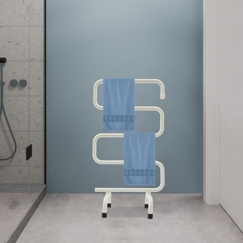 Heated Towel Warmer, Freestanding & Wall-Mounted Towel Rack with Built-in Switch, Overheat Protection & Constant Temperature Control for Bathroom and Spa
