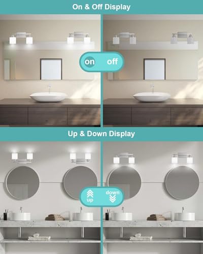 Bathroom Light Fixtures 2-Light, Brushed Nickel Vanity Lights Fixtures, Modern Bathroom Vanity Light Over Mirror, Milky White Glass Shade & Anti-Rust Nickel Finished, Small Bathroom Light - color: Brushed Nickel-2 Light