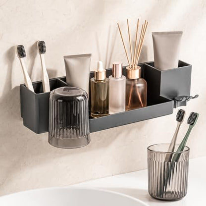 Tooth Brush Holder for Bathroom,Toothbrush Holders Wall Mounted,No Drilling Waterproof Electric Toothbrush Storage Rack, Toothbrush Organizer,Gray - color: Gray