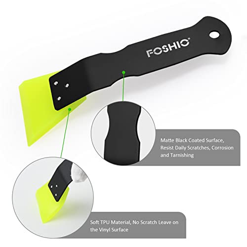 FOSHIO 2 Pack Small Squeegee for Vinyl, Stainless Steel Handle Mini Squeegee for Mirror Shower Glass Door Window Cleaning, Car Light, Bumper Vinyl Wrap Window Tint Kit