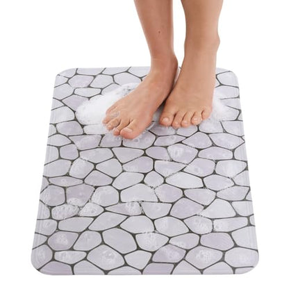 ENKOSI Bath Mat for Tub and Shower Floors - Non Slip Shower Mat – Anti Slip Bathtub Mat with Strong Suction Cup Grip – Soft, Pebble Print Bathroom Mat for Inside Bath and Showers (28x16 Pebble) - color: Pebble