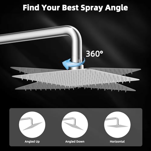 Hibbent All Metal 10x9 Inch Shower Head, High Pressure Stainless Steel Rain Showerheads, Bathroom Rainfall Showerhead with Ultra-thin Design, Adjustable Brass Ball Joint, Silicone Nozzles, Chrome - color: Chrome, size: 10 Inch