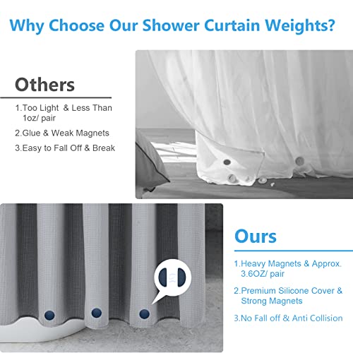 VANZAVANZU 3 Pairs Shower Curtain Weights, Silicone Wrapped Magnets, Heavy Duty Magnets Prevent Curtain Liner from Blowing, Rust-Free, Navy Blue - color: Dark Blue, size: 1.2"W x 1.2"L (Pack of 3)