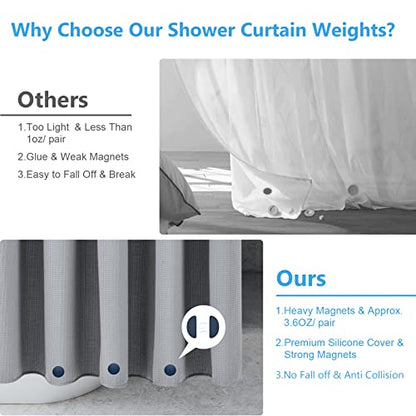 VANZAVANZU 3 Pairs Shower Curtain Weights, Silicone Wrapped Magnets, Heavy Duty Magnets Prevent Curtain Liner from Blowing, Rust-Free, Navy Blue - color: Dark Blue, size: 1.2"W x 1.2"L (Pack of 3)