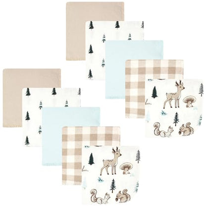 Hudson Baby Unisex Baby Flannel Cotton Poly Washcloths, Boy Woodland Pals 10Pk, One Size - color: Boy Woodland Pals 10pk