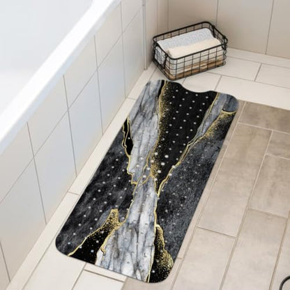 LNOND Marble Bath Tub Mat Non Slip, Extra Long 40 X 16 Inch Anti Slip Mat for Bathtub, Black Grey Luxury Marble Shower Mat with Drain Holes and Suction Cups, Machine Washable - color: Blue Luxury Marble