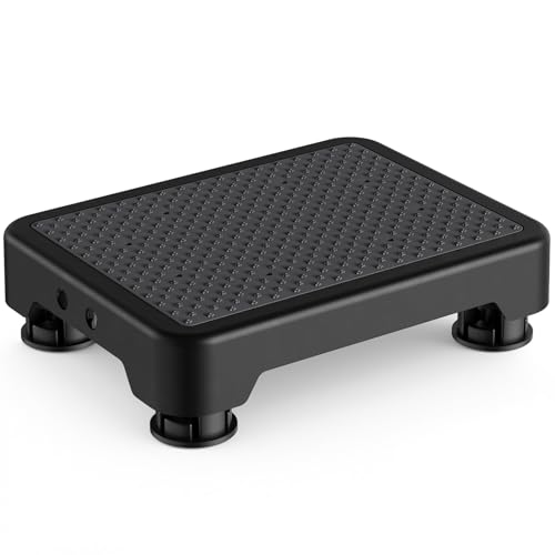 SOYO Mobility One Step Stool Platform for Adults & Elderly, Black-Black | Adjustable Small Step Riser for Seniors, Indoor Outdoor Non-Slip Standing Support Portable Low Step for Car, Bed, Bathroom - color: Black-black