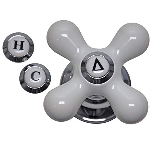 Danco Cross-Arm Tub/Shower & Sink Faucet Handle, Chrome/White (46004) - color: Chrome/White, size: 2.25 H