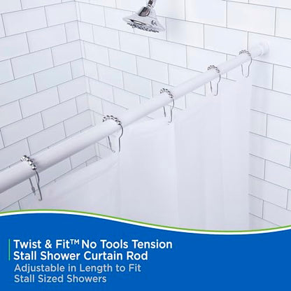 Kenney - Twist & Fit Cam-Lock Tension Shower Curtain Rod, 1" Diameter Durable Metal Construction, Adjustable 24"–40", No-Tools Installation, Secure Hold for Standard Showers, White