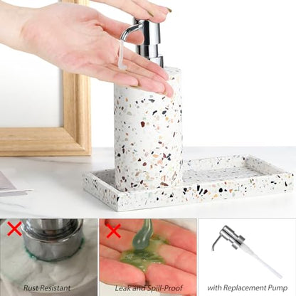 Luxspire Soap Dispenser, Cylinder-Shaped Soap Bottles, Terrazzo, 1pack | 320ml Premium resin, modern cylindrical design easy clean pump, multi-purpose liquid storage - color: Terrazzo