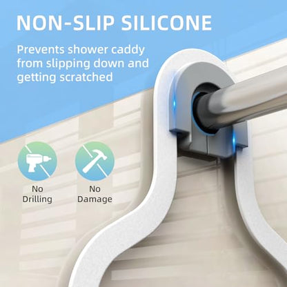 White Hanging Shower Caddy, 3-Tier Bathroom Organizer with Soap Dish, Rust Resistant, Quick Dry, Assembly Required - color: White