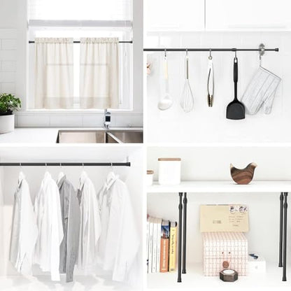 Spring Tension Curtain Rods Short Tension Rod (Black,12" to 19"-6Pcs) - color: Black, size: 12" to 19"-6Pcs