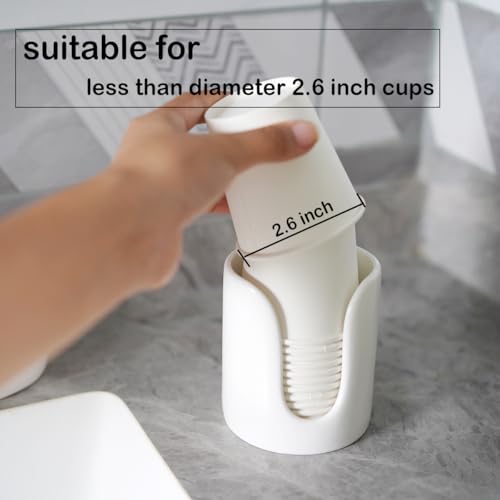 Ceramic Bathroom Cup Dispenser, 3 oz 4 oz Disposable Cups Holder, Small Mouthwash Cup Dispenser (White) - color: White