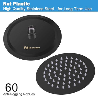 NearMoon Rain Shower Head, Ultra-Thin Design-Pressure Boosting, Awesome Some Experience, High Flow Stainless Steel Rainfall Head (6 Inch,Matte Black) - color: Matte Black, size: 6 Inch
