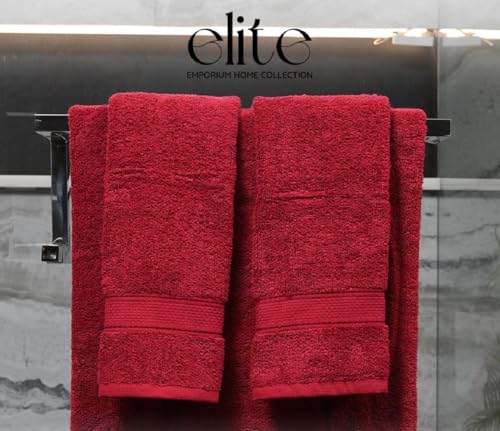 ELITE Emporium Home Collection 8-Piece Cotton Bath Towel Set - Ultra Soft, 550 GSM, Quick-Dry Towels - Bath Sheet, Bath Towels, Hand Towels, Washcloths, Bath Mat - Luxury Bathroom Towel Set (Red) - color: Red