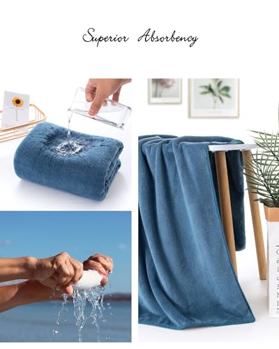 Lumimi Towels 2 Piece Soft Microfiber Bath Towel Set Salon Gym Yoga Travel Super Absorbent Lightweight Quick Dry and Durable, 55" L x 27" W, 2 Pack Blue - color: Blue, size: 2 Bath Towels