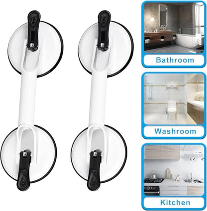 FCHO Glass Suction Cups Heavy Duty Aluminum Hooks for Tile Glass Lifting Dent Puller 2 Pack White | Heavy Duty Aluminum Glass Suction Cup Lifter, Aluminum Vacuum Plate Holder Hooks, For Glass Tile Lifting Dent Pulling, Bathro - color: White