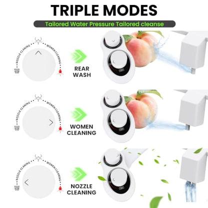 2-in-1 RV Bidet Attachment and Handheld Sprayer Combo for Camper Toilet, Non-Electric Dual Nozzle Toilet Bidet with Metal Spray Wand, Adjustable Pressure - color: White Knob